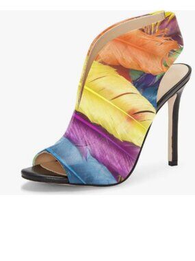 YDN Feather Chic Slingback Peep Toe Stiletto High Heel Sandals Ankle Boots